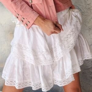 Victorian Shabby Bloomers Ruffle Boho Pants White Pearl Color Chic Shorts